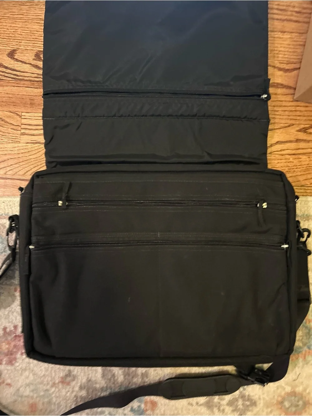 Black Messenger Bag with Reflective Strip - Unbranded